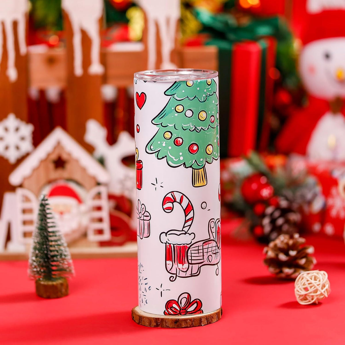 20 oz Slim Straight Tumblers,  Stainless Steel with Lid and Straw