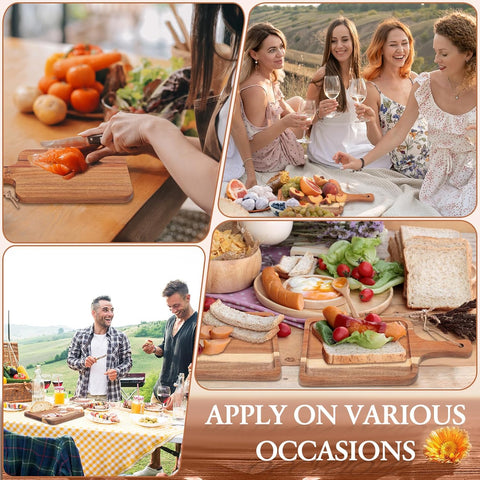 Acacia Wood Charcuterie Board with Knife Wooden Serving Tray with Groove Acacia Wood Cutting Board (12 x 6 Inches)