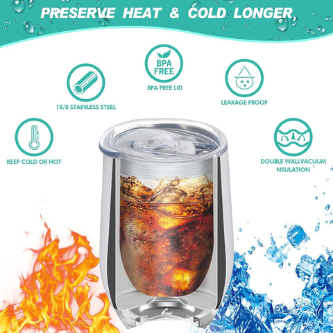 Stainless Steel Insulated Mug  with Spill-Proof Sliding Lid for Coffee Cocktails Drinks 12oz