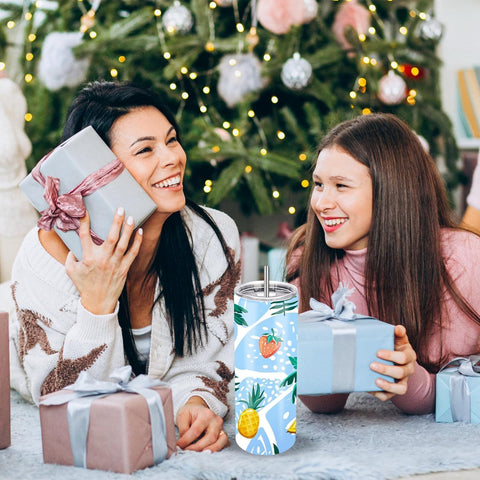 20 oz Slim Straight Tumblers,  Stainless Steel with Lid and Straw