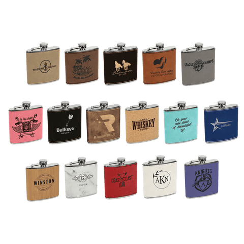 Laserable Leatherette Stainless Steel Flask