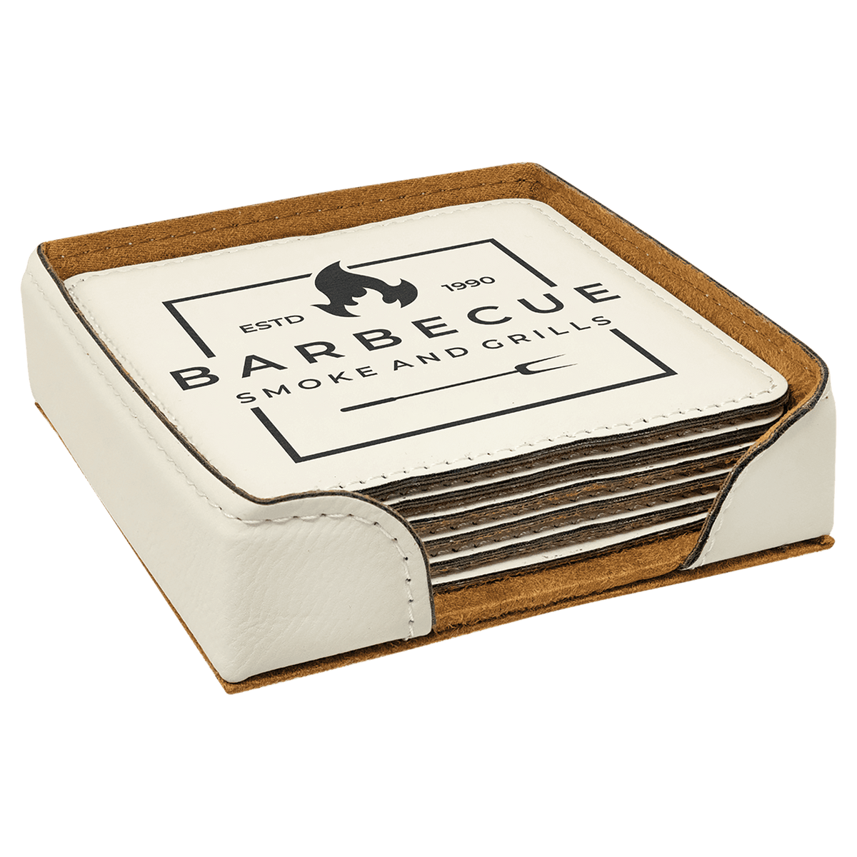 4" x 4"  Laserable Leatherette 6-Coaster Set