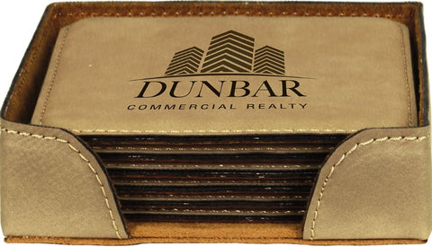 4" x 4"  Laserable Leatherette 6-Coaster Set