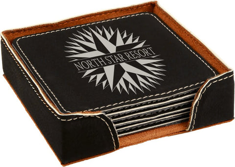 4" x 4"  Laserable Leatherette 6-Coaster Set