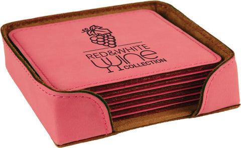 4" x 4"  Laserable Leatherette 6-Coaster Set