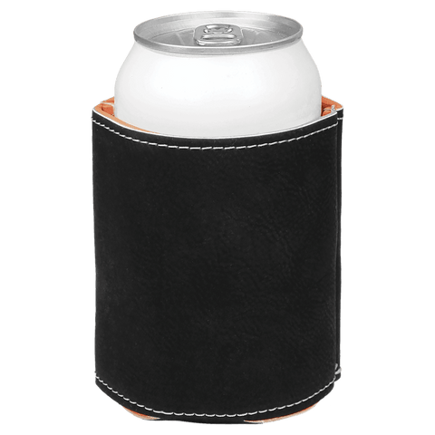 Synthetic leather beverage holder, laser personalization