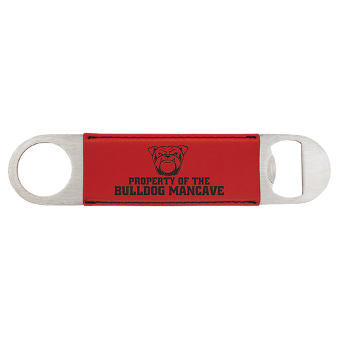 Laser washable faux leather/cork bottle opener