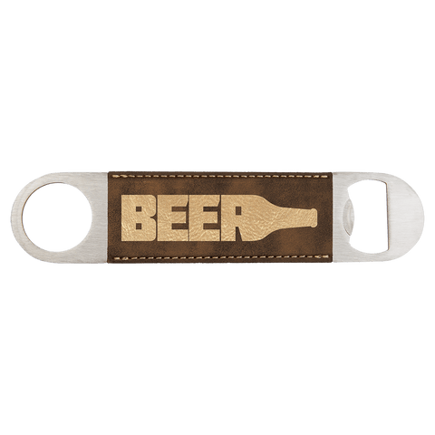 Laser washable faux leather/cork bottle opener