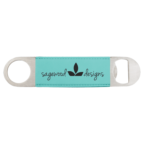 Laser washable faux leather/cork bottle opener