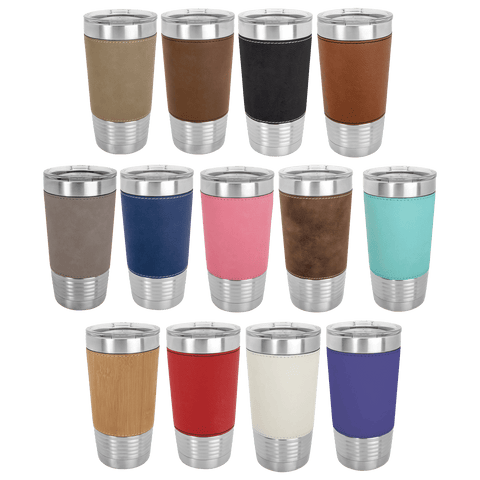 Polar Camel 20 oz. Laserable Leatherette Tumbler with Clear Lid