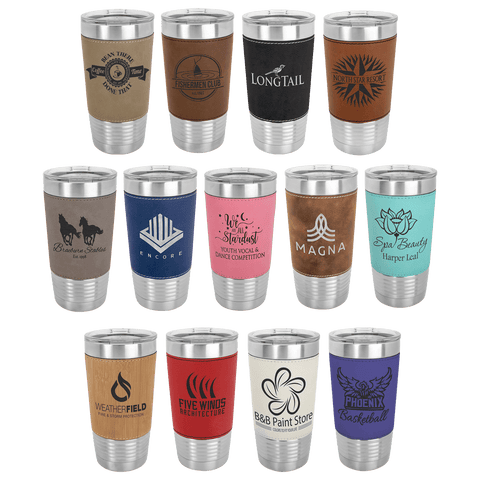 Polar Camel 20 oz. Laserable Leatherette Tumbler with Clear Lid