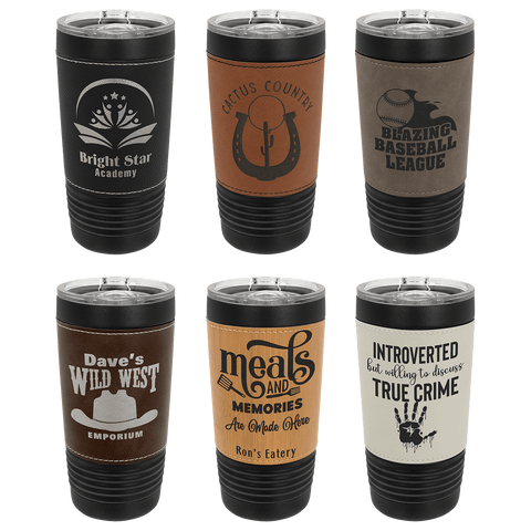 Polar Camel 20 oz. Black with Leatherette Tumbler with Slider Lid